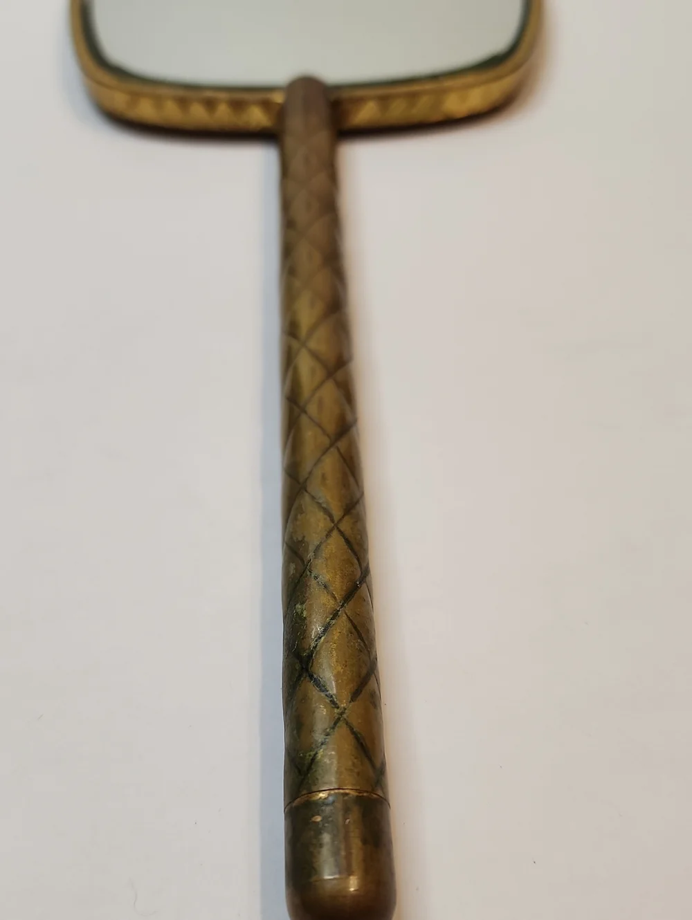Vintage Hand Mirror with Floral Motif in Mustard Yellow and Gold 13